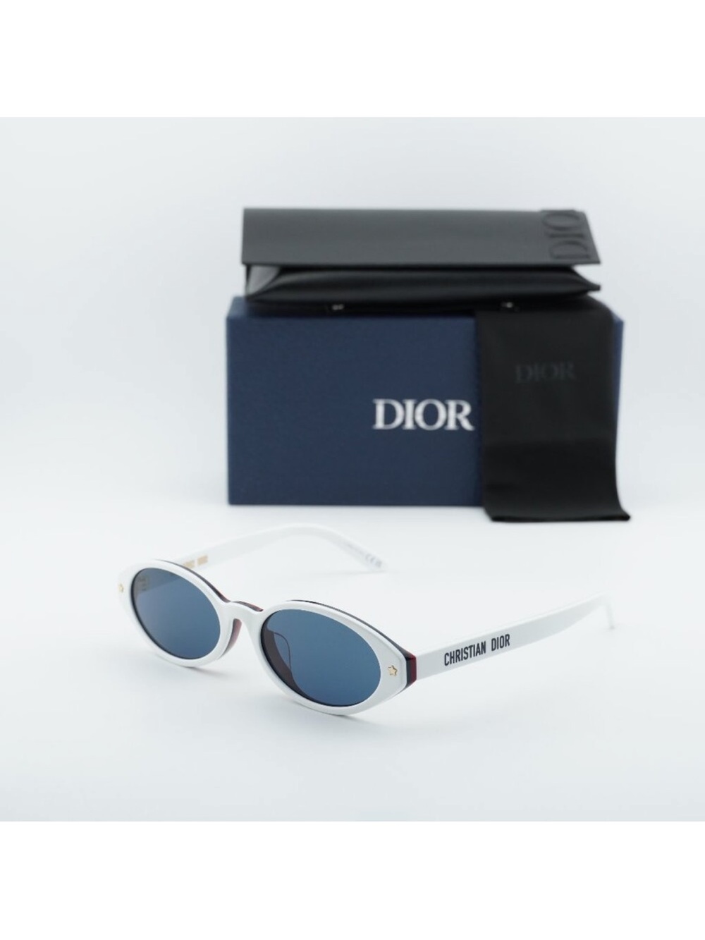 Dior White Sunglasses with Blue Lenses